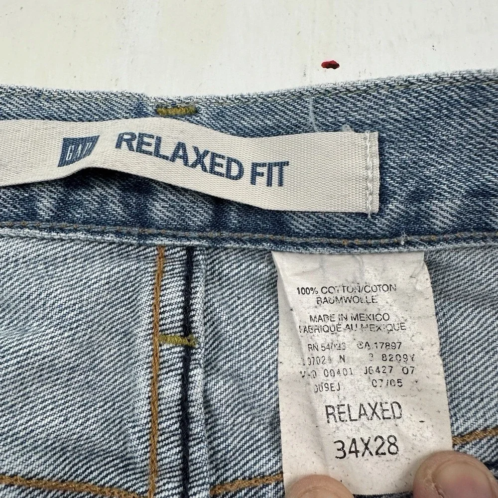 Vintage Y2K GAP Relaxed Jeans Men 34x28 Blue Denim Loose Light Wash Skate Grunge